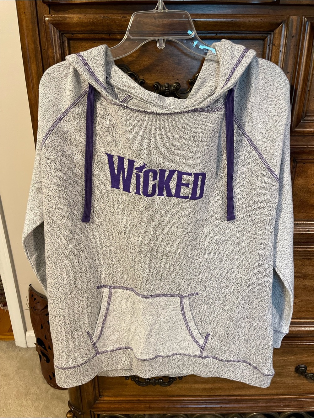 Wicked Logo Gray Pullover Hoodie with Purple Accents